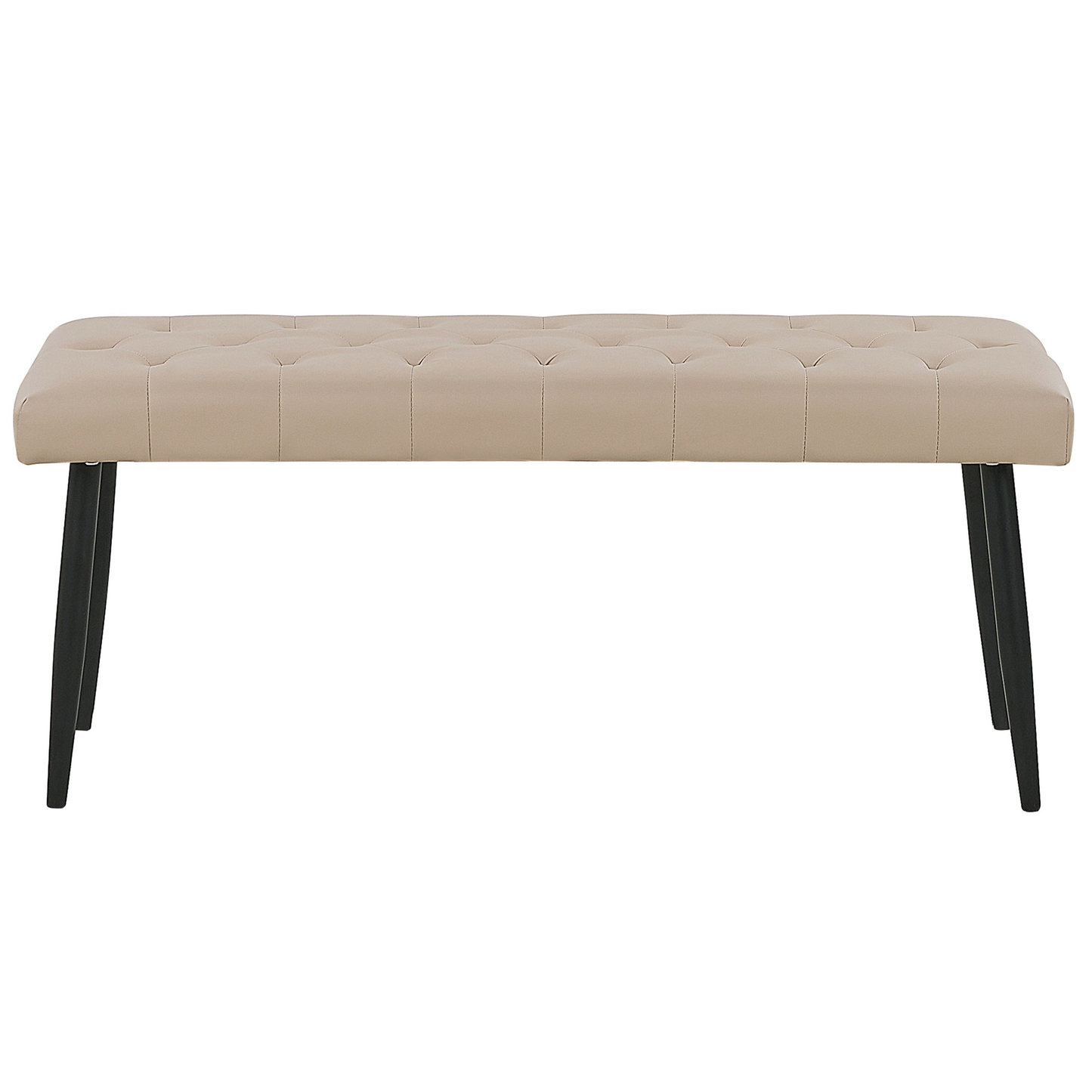 Beige Faux Leather Buttoned Bedroom Bench With Sturdy Metal Legs For Modern Bedrooms