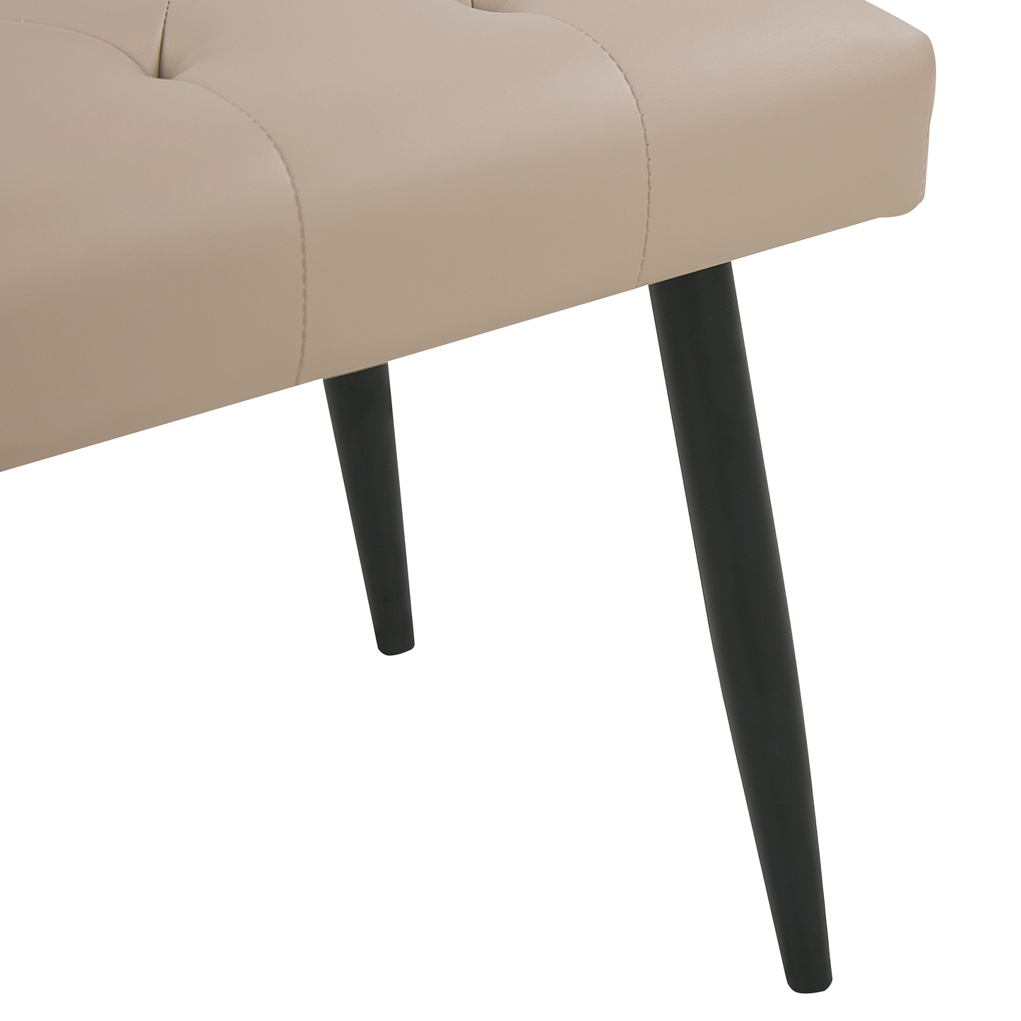 Beige Faux Leather Buttoned Bedroom Bench With Sturdy Metal Legs For Modern Bedrooms