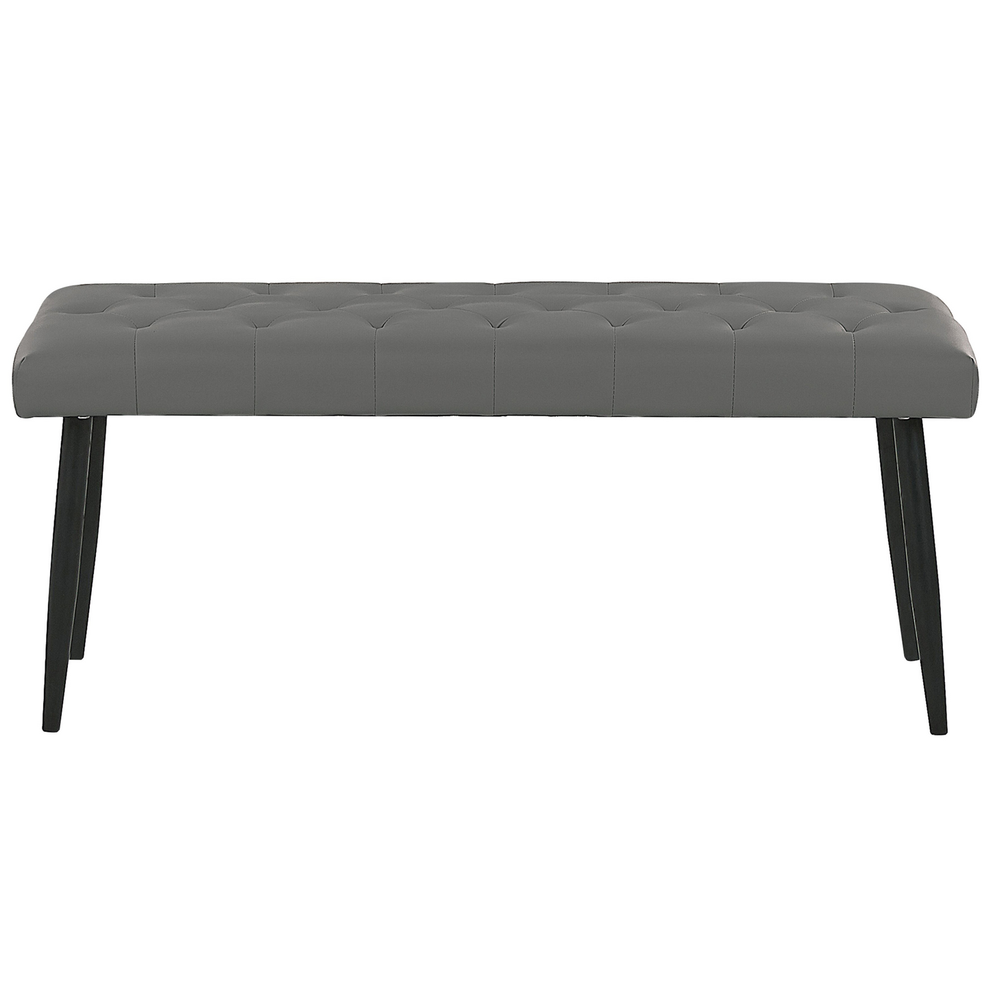 Bench Grey Faux Leather Buttoned Upholstery Metal Legs
