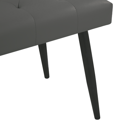 Bench Grey Faux Leather Buttoned Upholstery Metal Legs