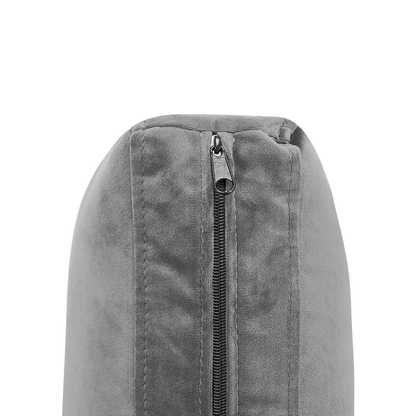 Velvet Ottoman Grey Top Pillow Silver Metal Legs