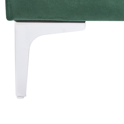 Ottoman Green Velvet Top Pillow With Silver Metal Legs