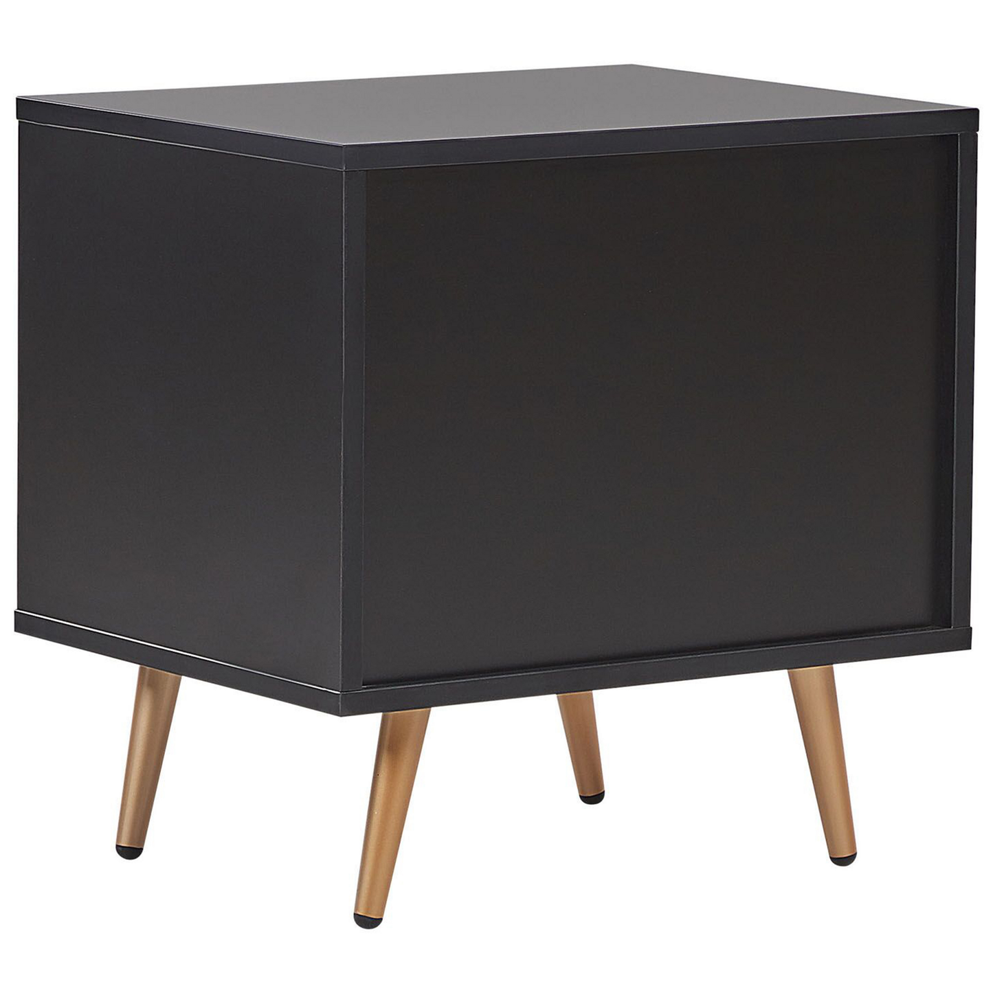 NovaCasa Bedside Table Black MDF With Golden Metal Legs