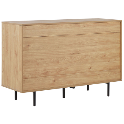 Retro Sideboard In Light Brown And White Engineered Wood Cabinets With Drawers