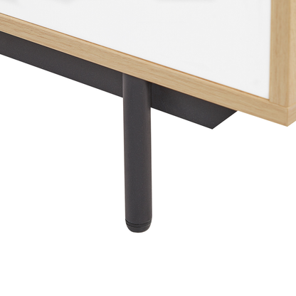 Retro Sideboard In Light Brown And White Engineered Wood Cabinets With Drawers