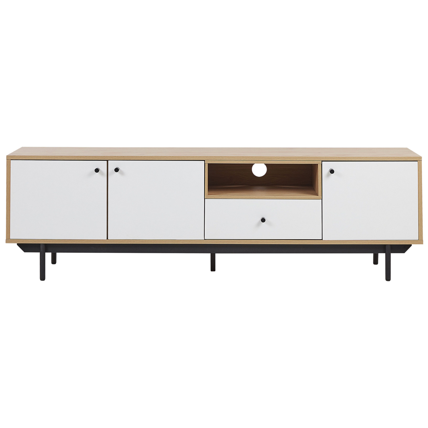 TV Stand Engineered Wood Light Brown White For 75 Inch TV