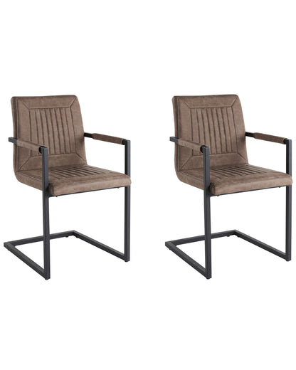 Luxor Cantilever Conference Chairs Set Of 2 Brown Faux Leather