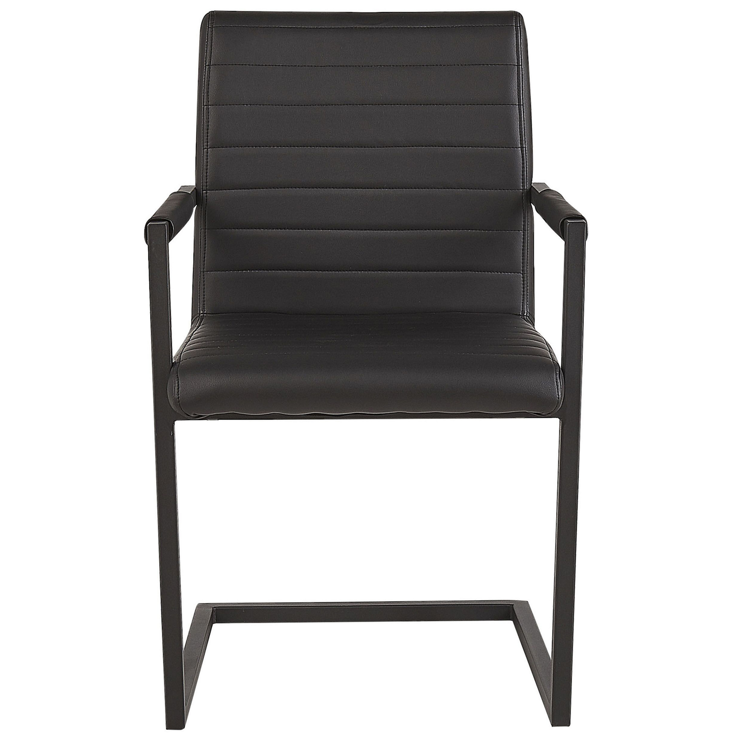 Cantilever Chairs Set of 2 Black Faux Leather Upholstered