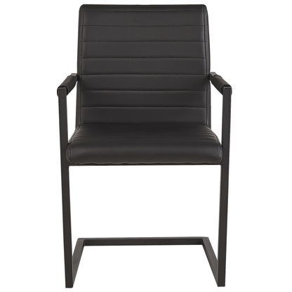 Cantilever Chairs Set of 2 Black Faux Leather Upholstered