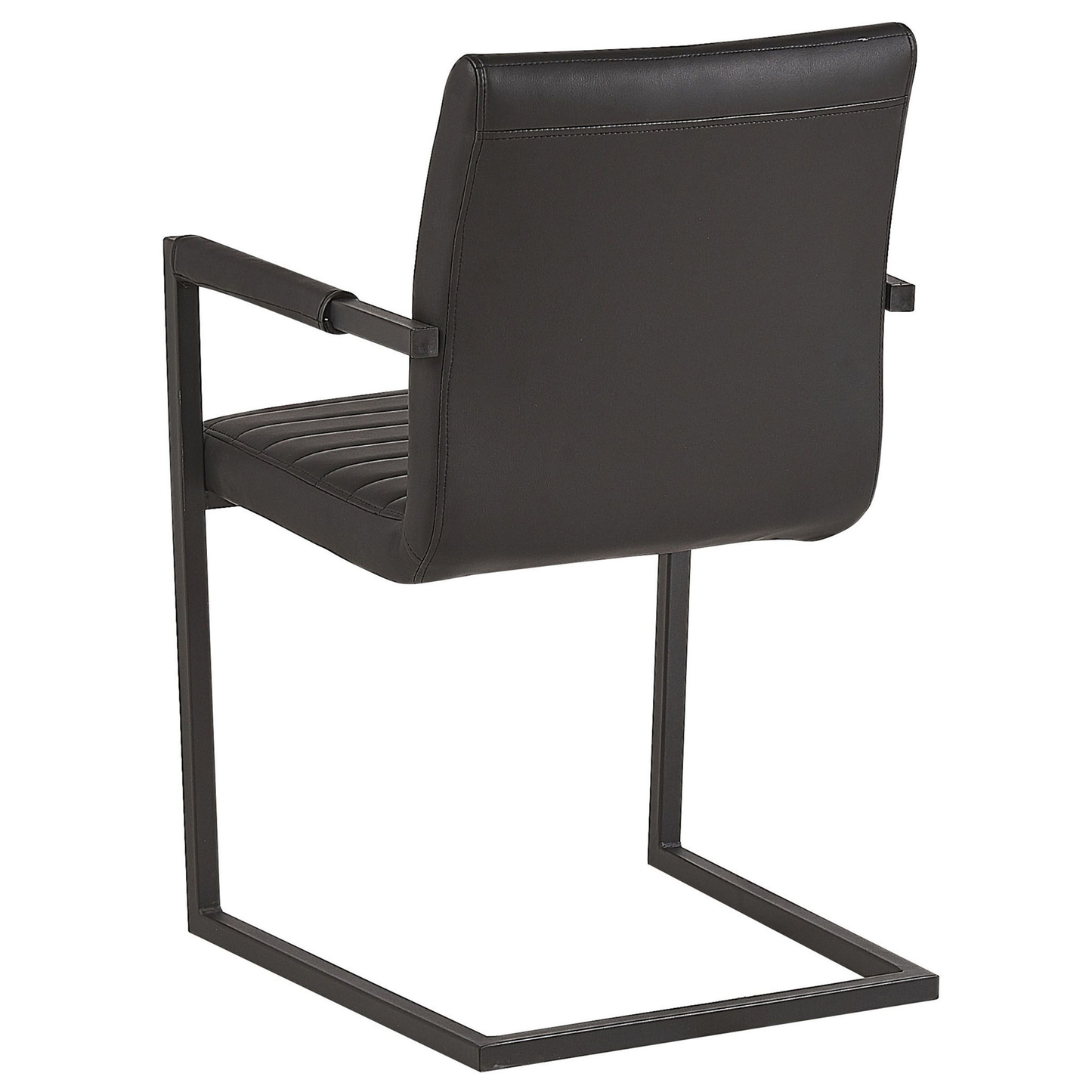 Cantilever Chairs Set of 2 Black Faux Leather Upholstered