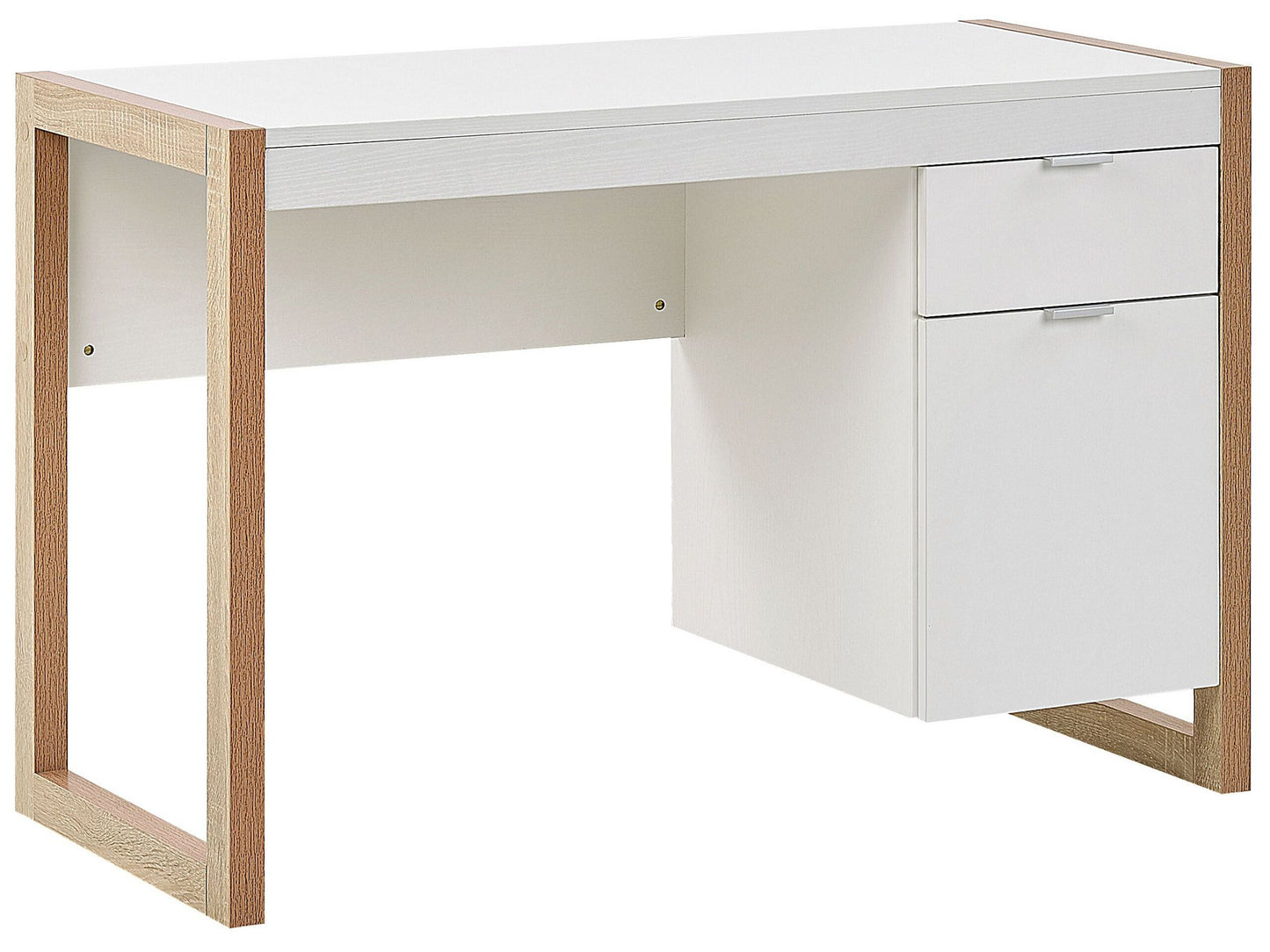 White Wood Desk 110 x 50cm With Spacious Drawer Minimalist