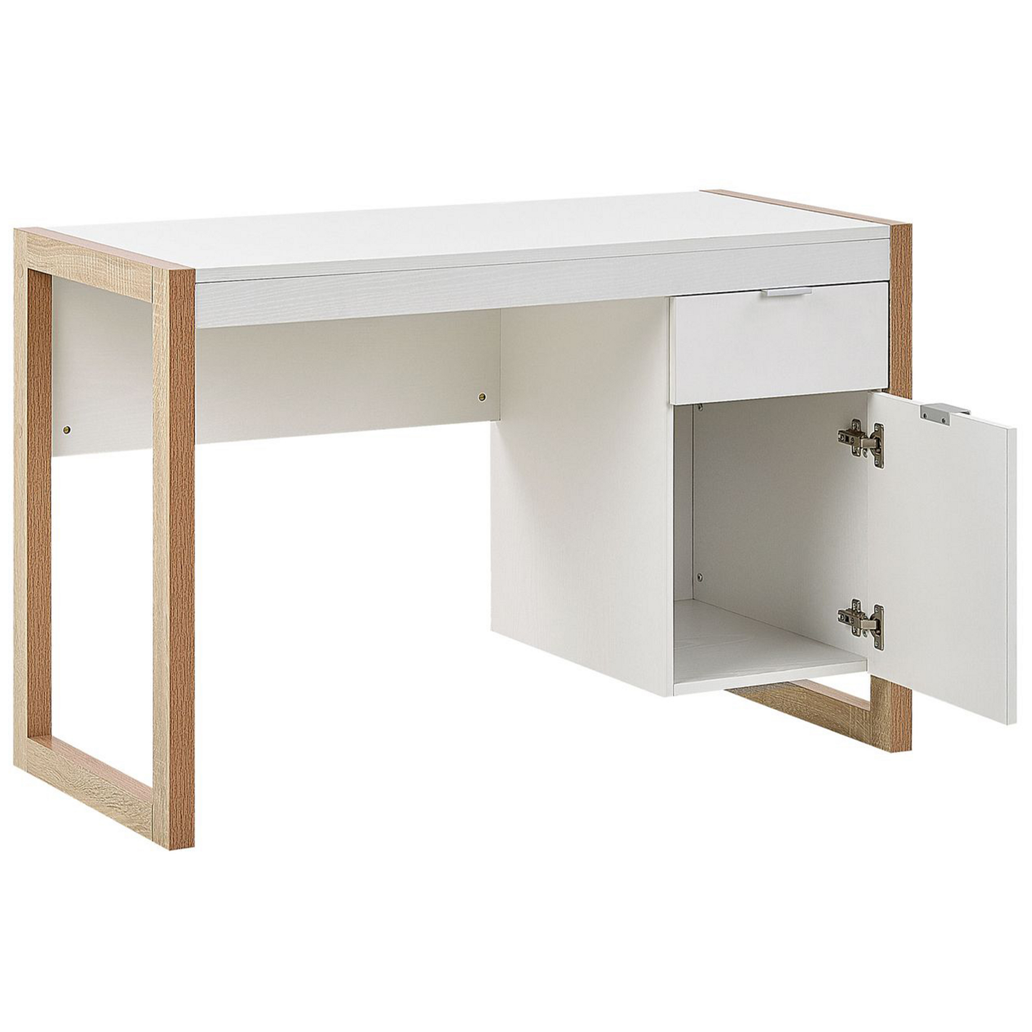 White Wood Desk 110 x 50cm With Spacious Drawer Minimalist