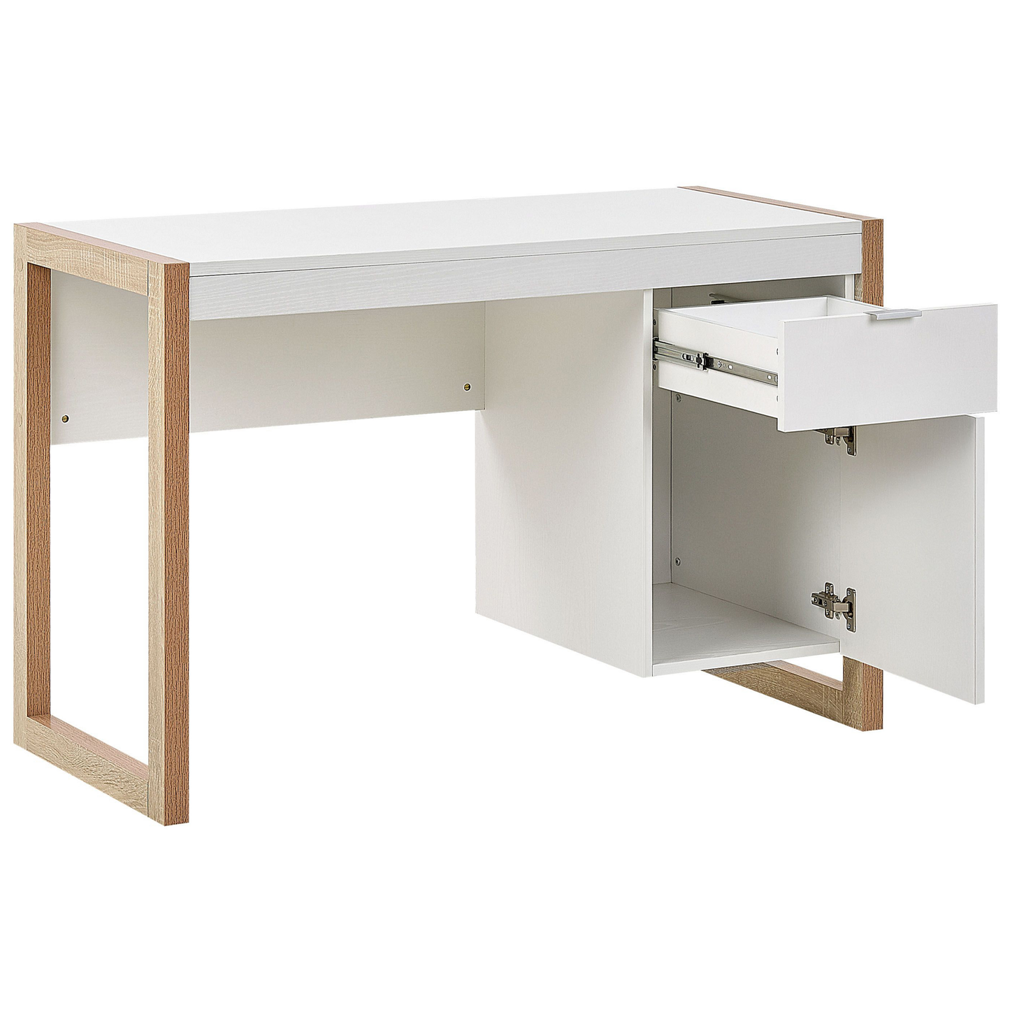 White Wood Desk 110 x 50cm With Spacious Drawer Minimalist