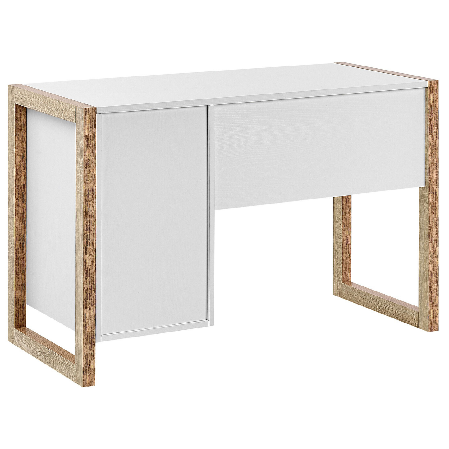 White Wood Desk 110 x 50cm With Spacious Drawer Minimalist