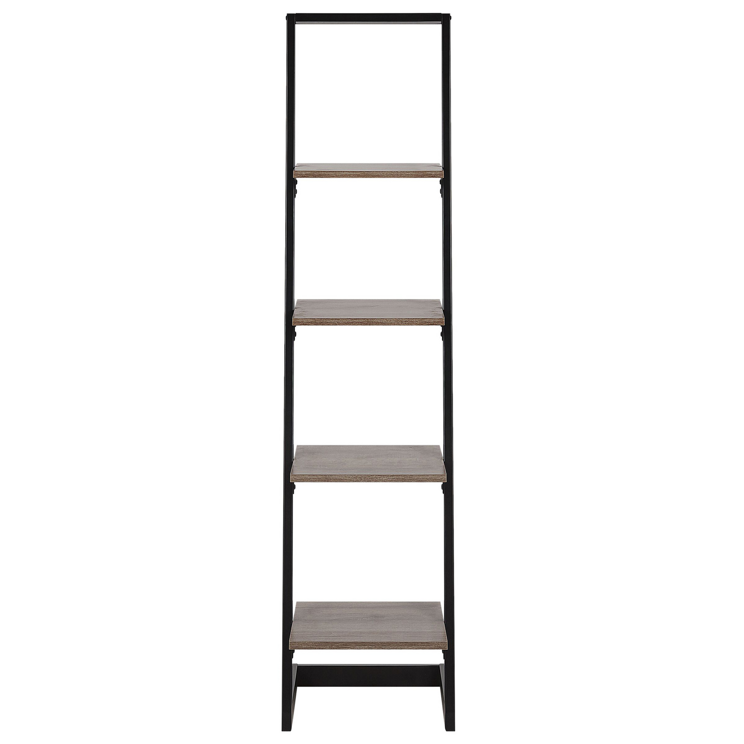 Black And Dark Wood Bookcase With Metal Frame Freestanding