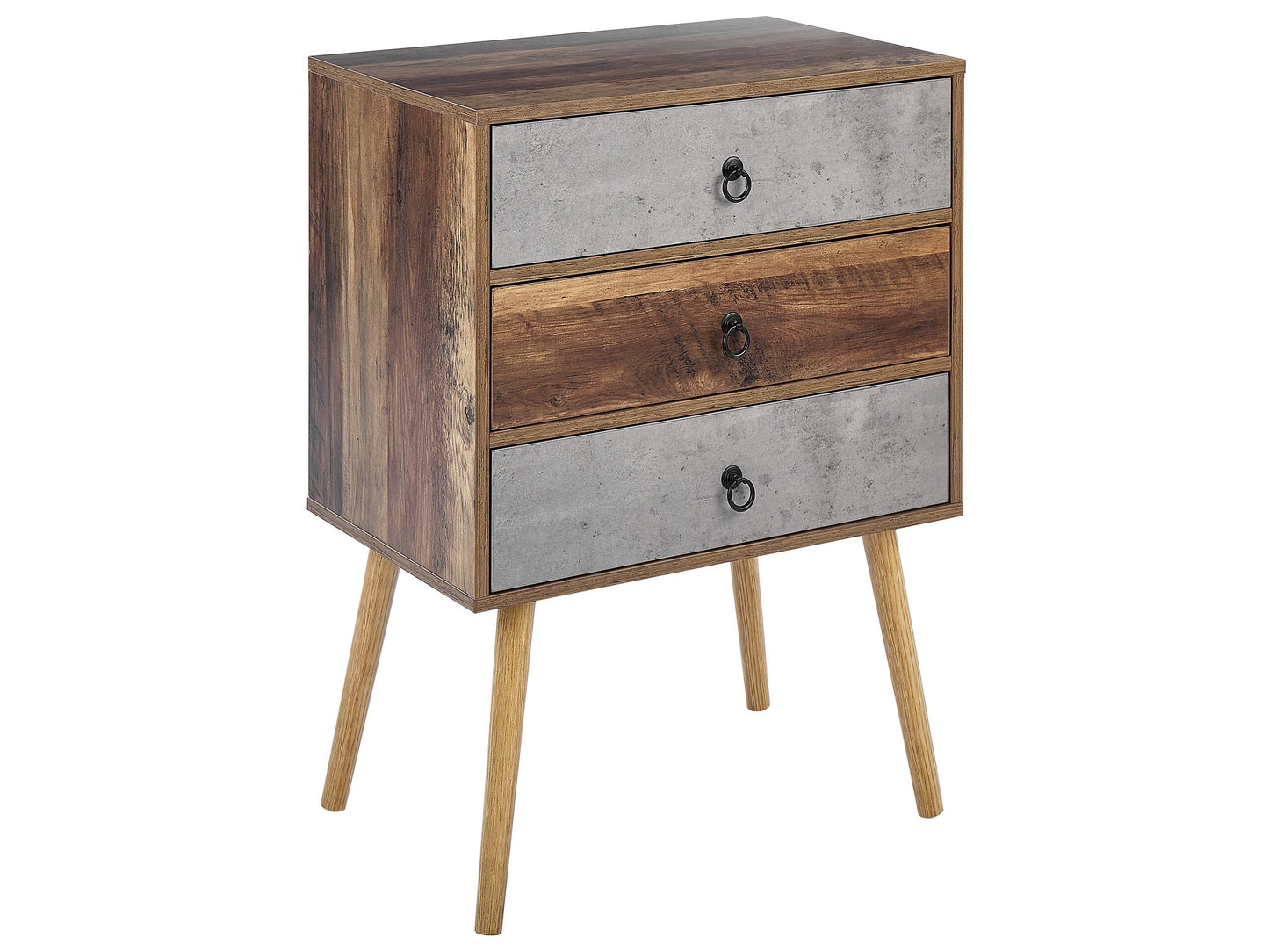 Sideboard Dark Brown Grey Particle Board 3 Drawers