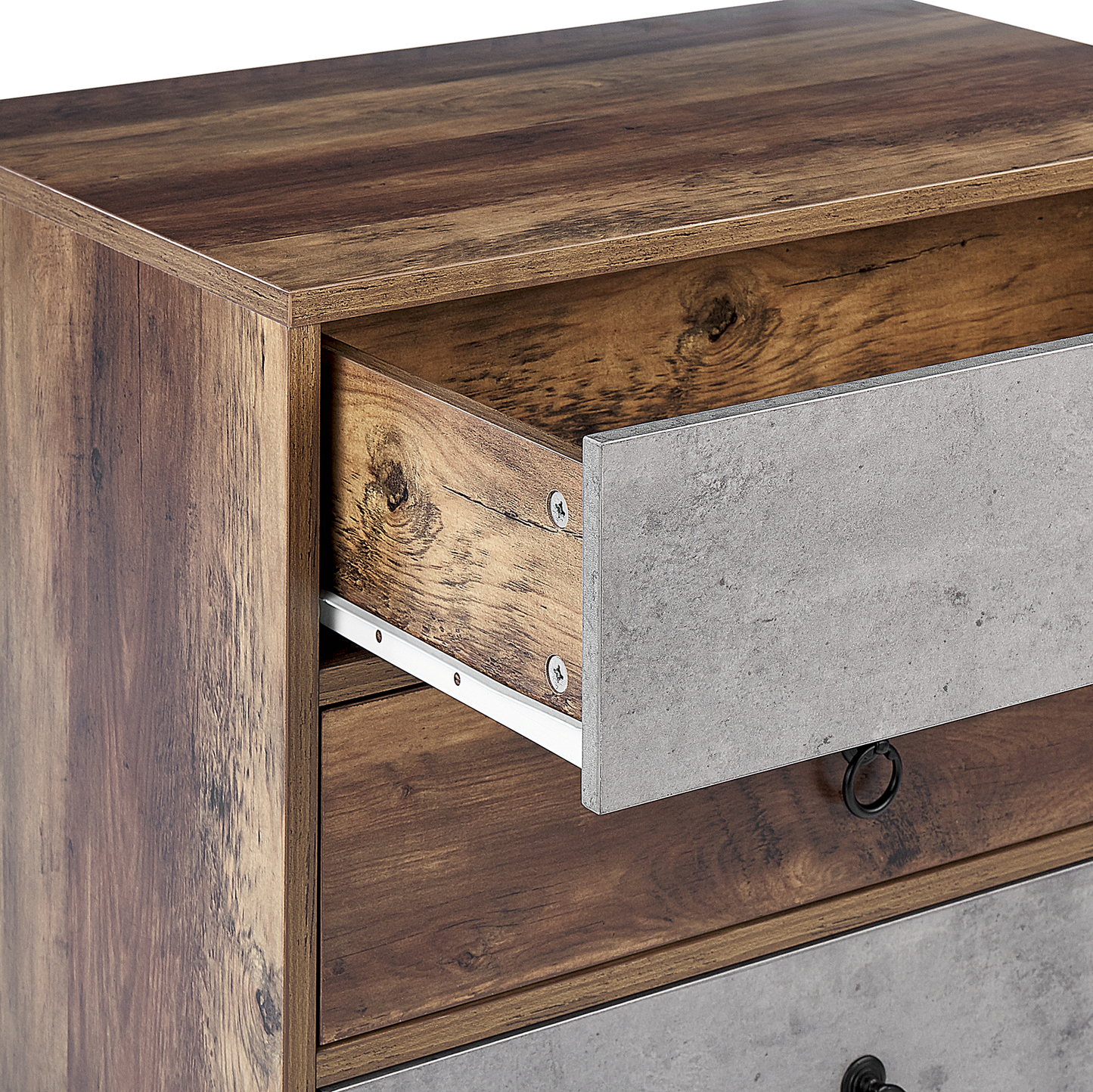 Sideboard Dark Brown Grey Particle Board 3 Drawers