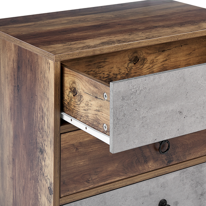 Sideboard Dark Brown Grey Particle Board 3 Drawers
