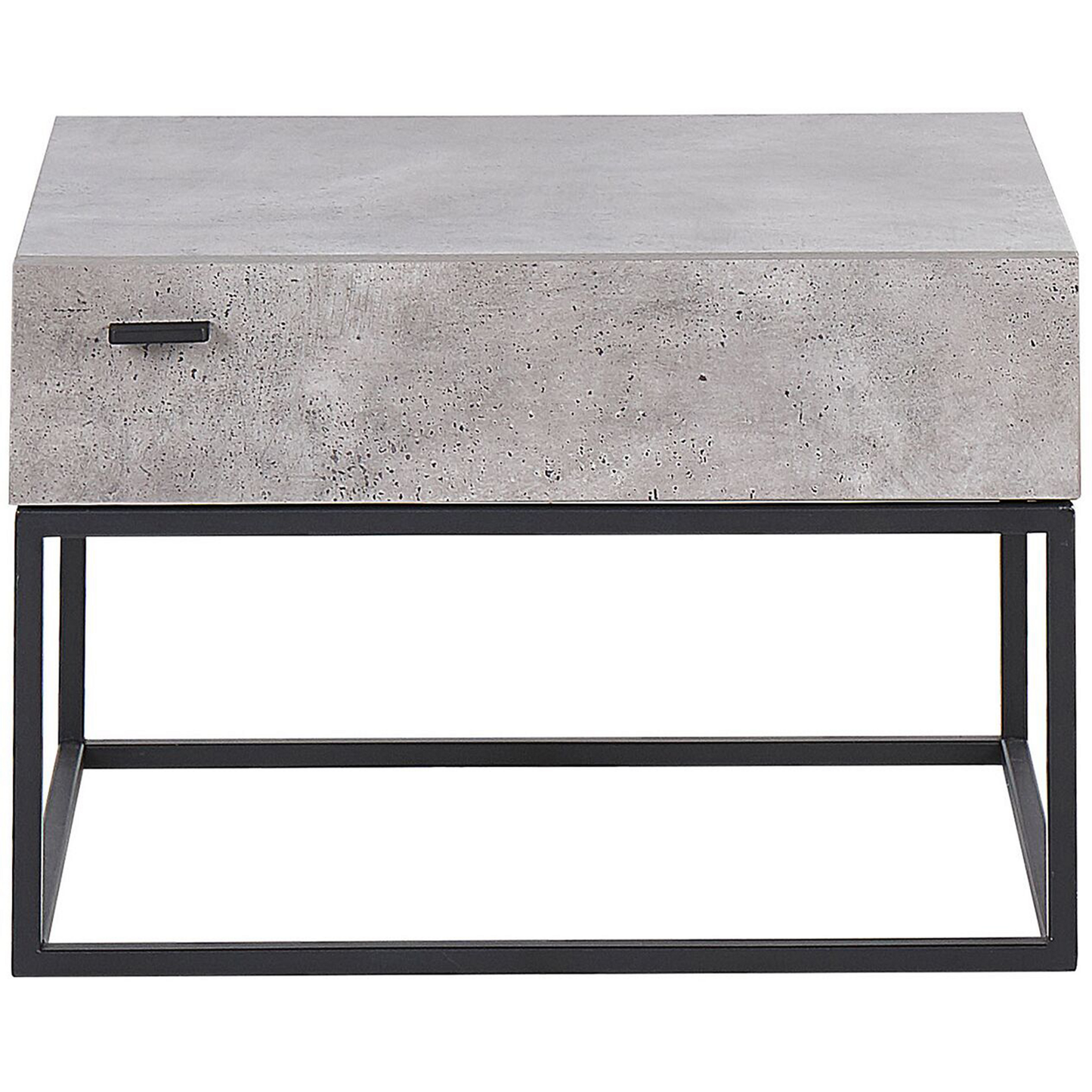 Grey Concrete Bedside Table With 1 Drawer Black Metal Base