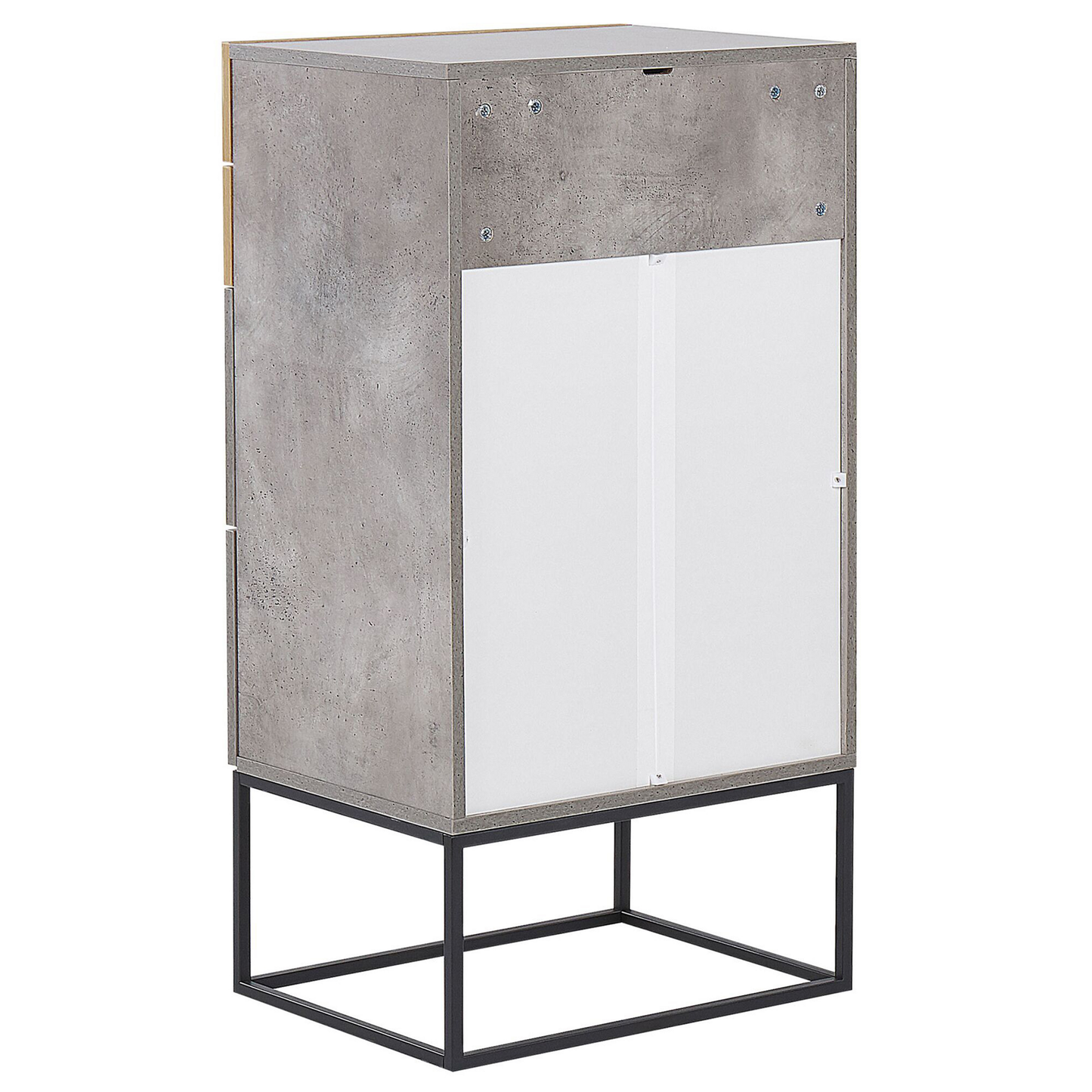 Industrial Chest Of Drawers Black Metal Base 4-Tier Light Wood