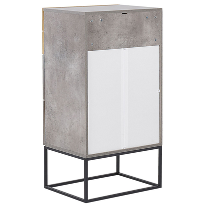 Industrial Chest Of Drawers Black Metal Base 4-Tier Light Wood