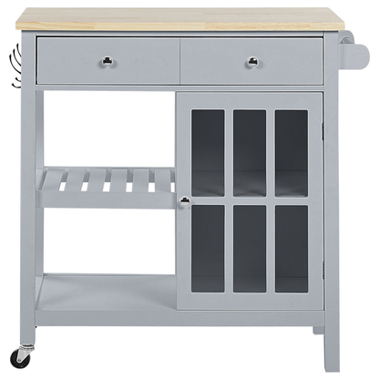 ScandiHome Kitchen Trolley Grey MDF Pine Wood Storage Cabinet Castors