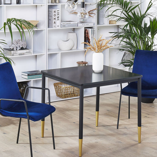 Glamour Dining Table 80x80 Cm Black MDF With Metal Legs