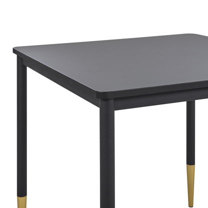 Glamour Dining Table 80x80 Cm Black MDF With Metal Legs