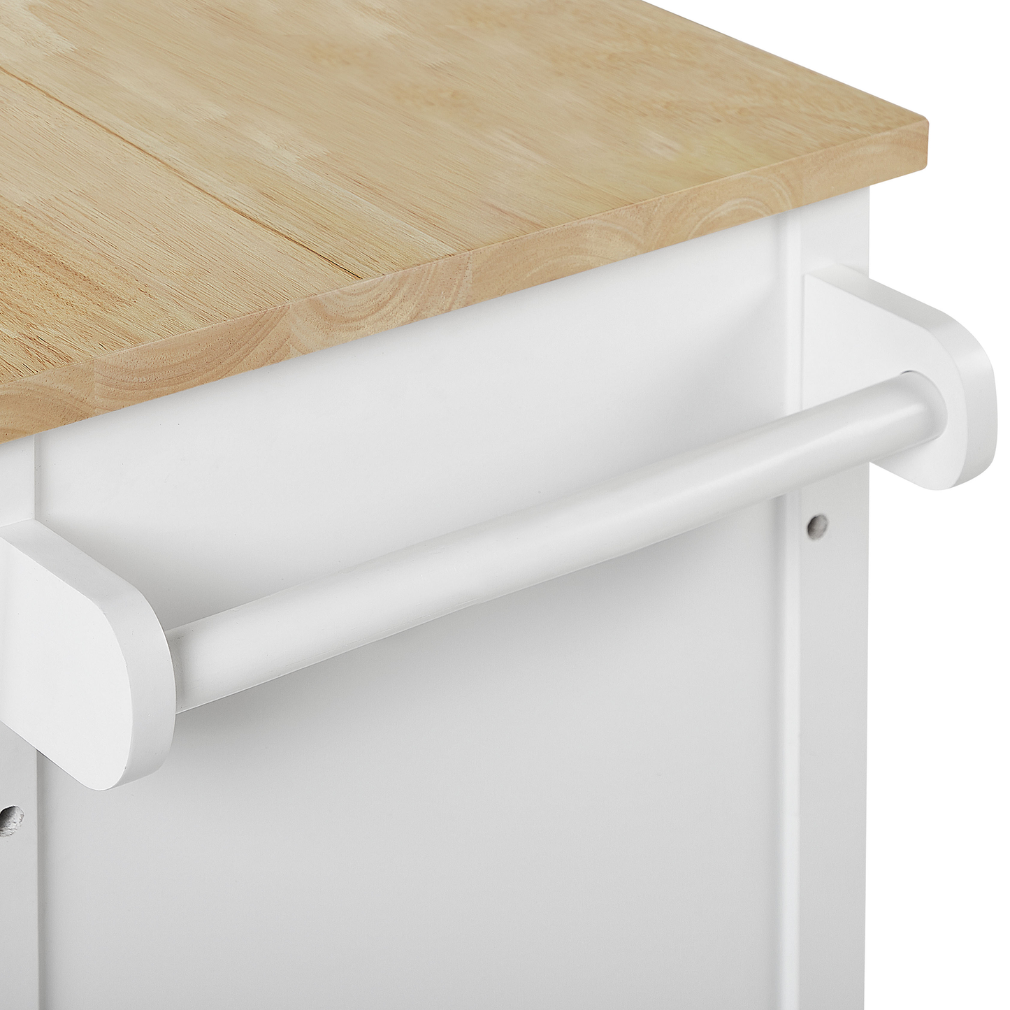 Nordic Home Kitchen Trolley White MDF Pine Wood Top Castors Storage