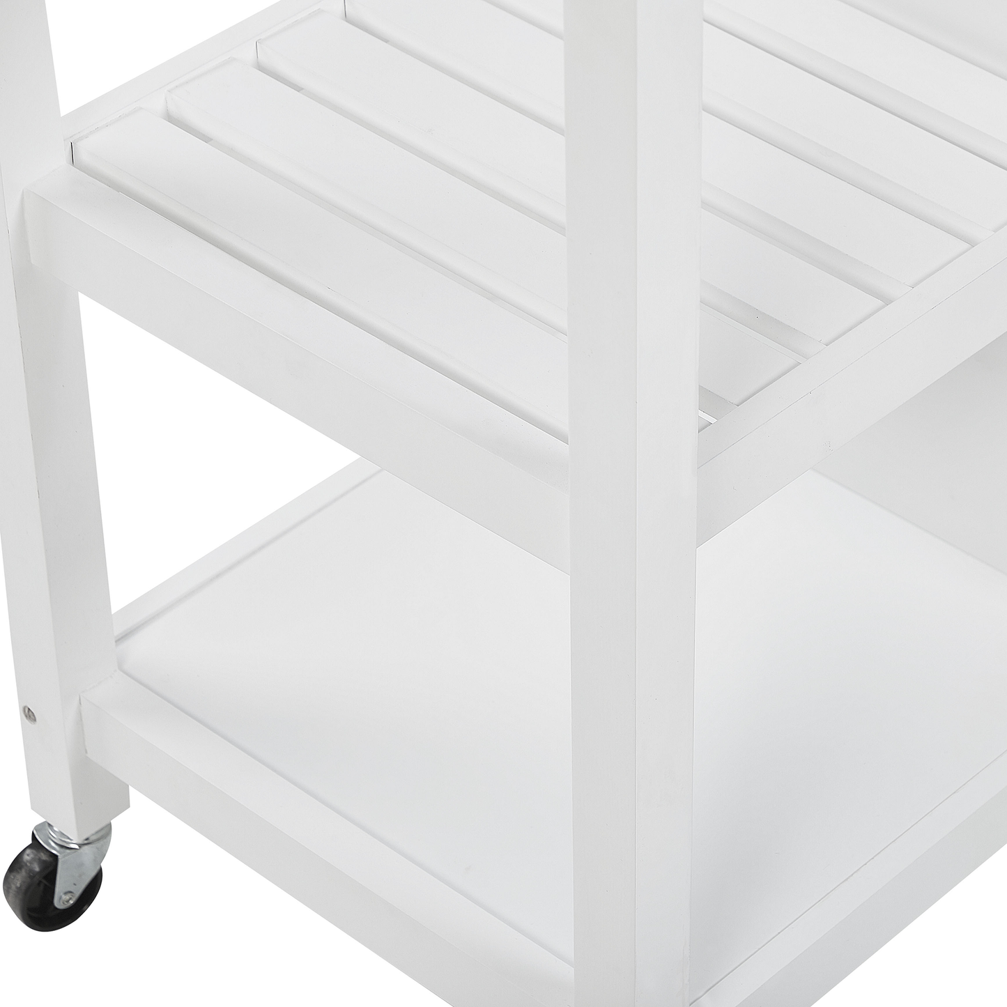 Nordic Home Kitchen Trolley White MDF Pine Wood Top Castors Storage