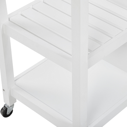 Nordic Home Kitchen Trolley White MDF Pine Wood Top Castors Storage