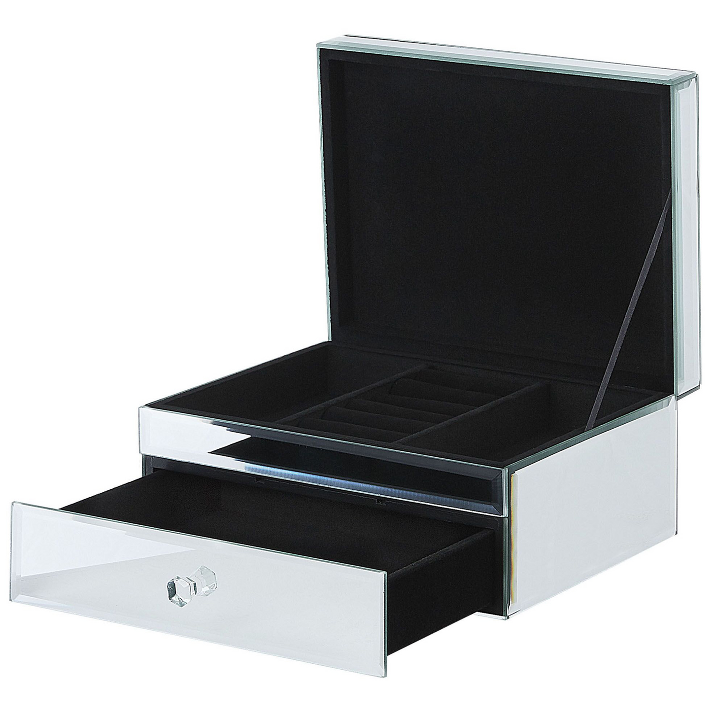 Mirrored Jewellery Box Silver 22 x 17 Vanity Organizer