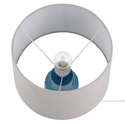 Sea Blue Grey Leaf Ceramic Bedside Lamp 55cm