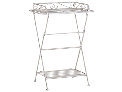Victorian Vintage White Metal Side Table 40 x 35cm Folding Wire Top