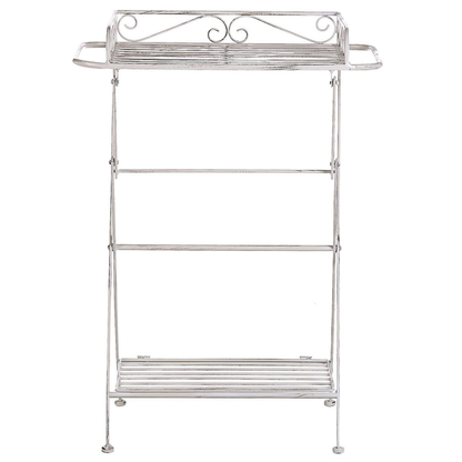 Victorian Vintage White Metal Side Table 40 x 35cm Folding Wire Top