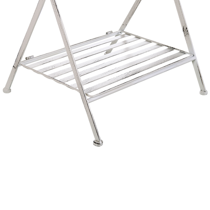 Victorian Vintage White Metal Side Table 40 x 35cm Folding Wire Top