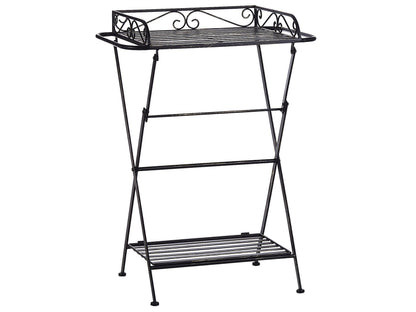 Black Metal Side Table 35 x 40cm Folding Wire Top With Shelf