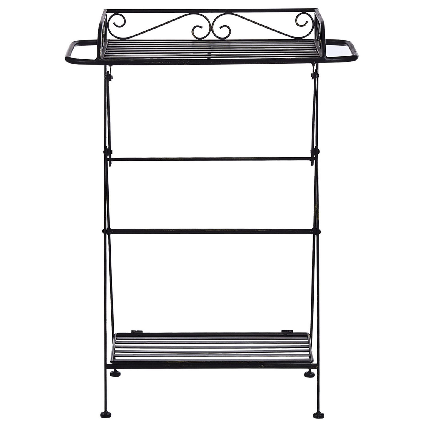 Black Metal Side Table 35 x 40cm Folding Wire Top With Shelf