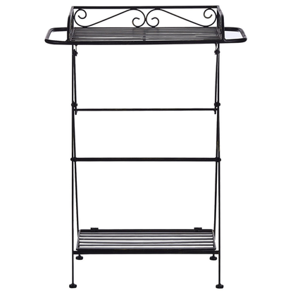 Black Metal Side Table 35 x 40cm Folding Wire Top With Shelf