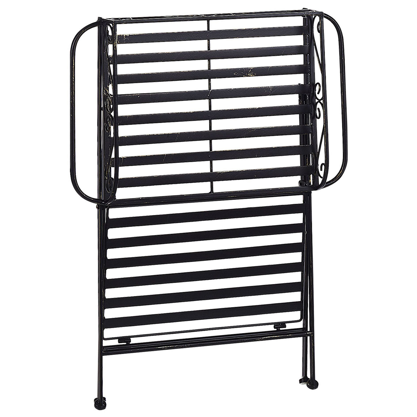 Black Metal Side Table 35 x 40cm Folding Wire Top With Shelf