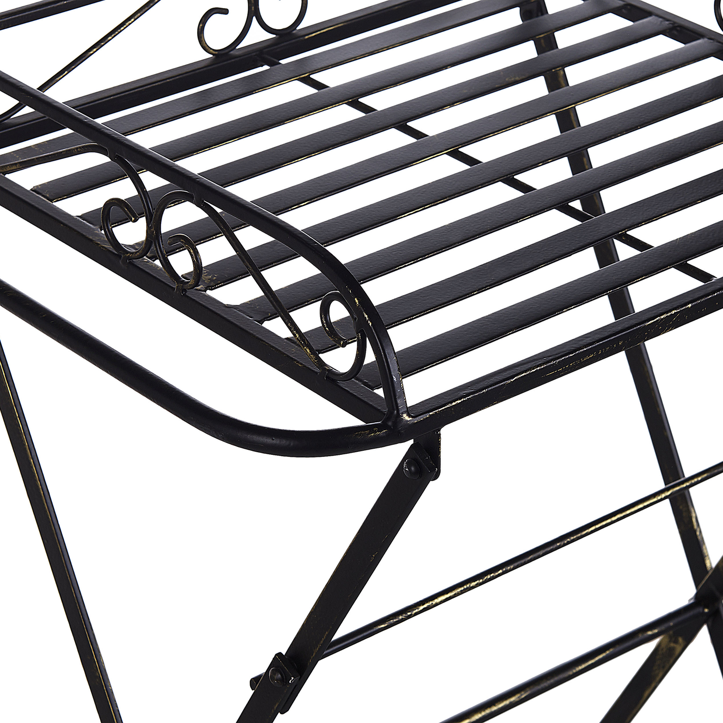 Black Metal Side Table 35 x 40cm Folding Wire Top With Shelf