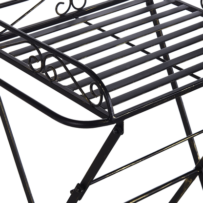Black Metal Side Table 35 x 40cm Folding Wire Top With Shelf