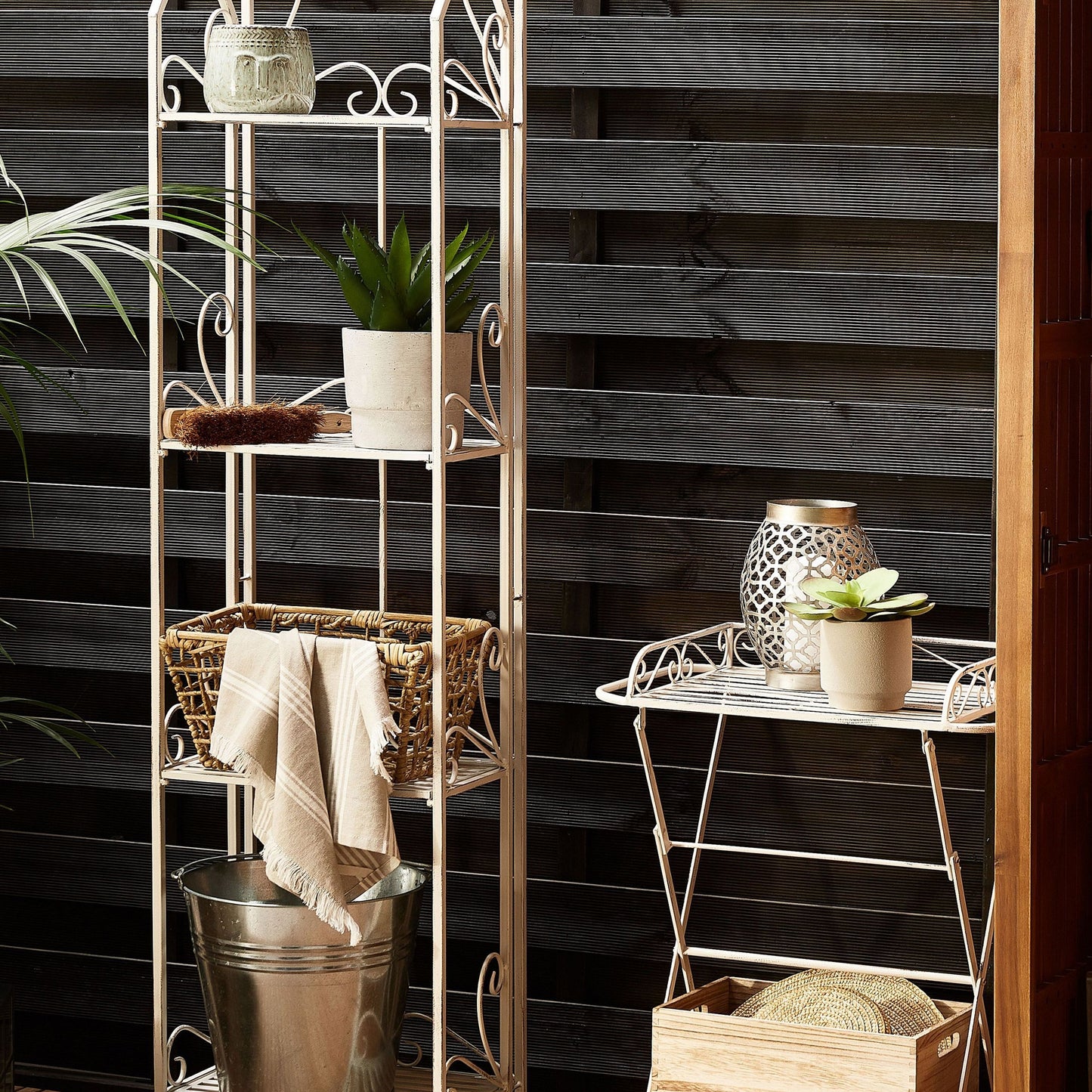 White Metal 4 Tier Free Standing Bath Shelves Vintage Style
