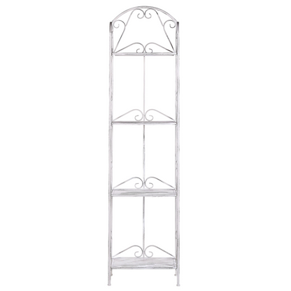 White Metal 4 Tier Free Standing Bath Shelves Vintage Style