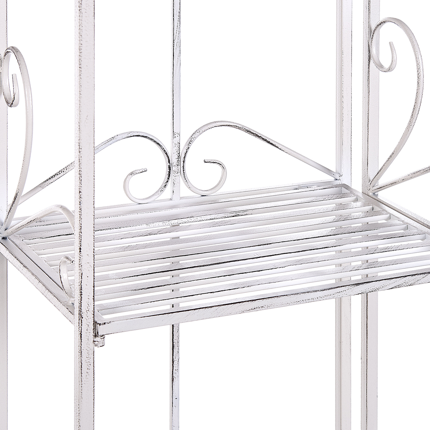 White Metal 4 Tier Free Standing Bath Shelves Vintage Style