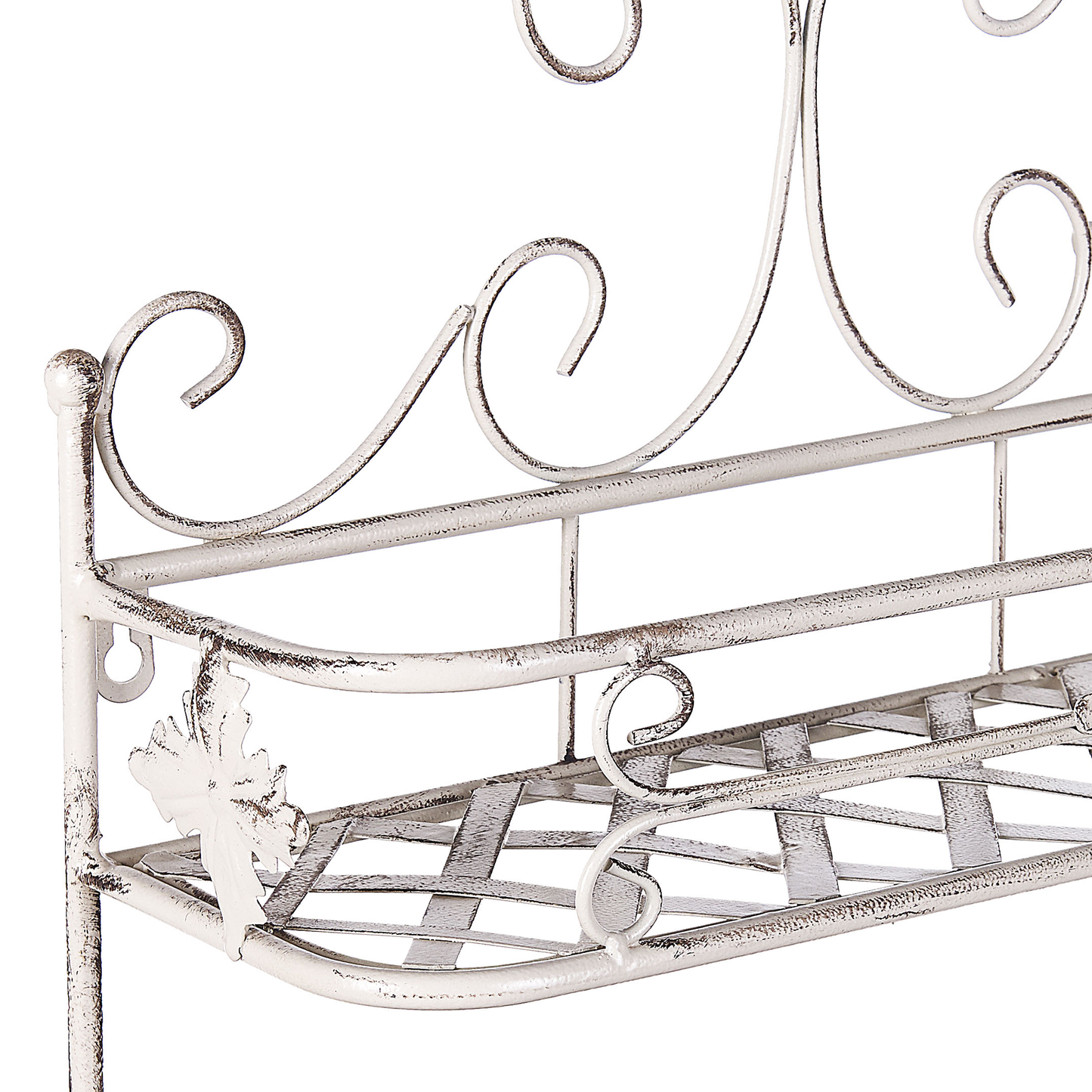 Luxe Bathroom Wall Shelf White Metal 52 X 42cm Distressed Vintage Style