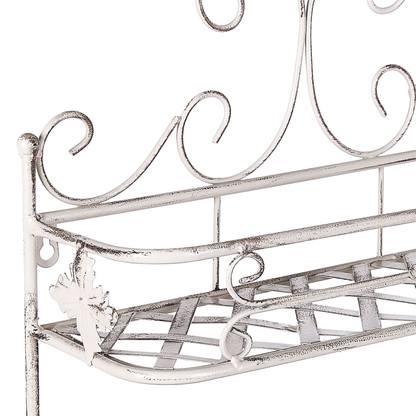 Luxe Bathroom Wall Shelf White Metal 52 X 42cm Distressed Vintage Style