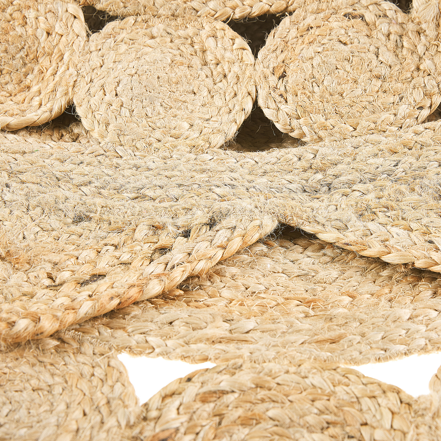 Reversible Beige Jute Round Area Rug 120cm Natural Boho