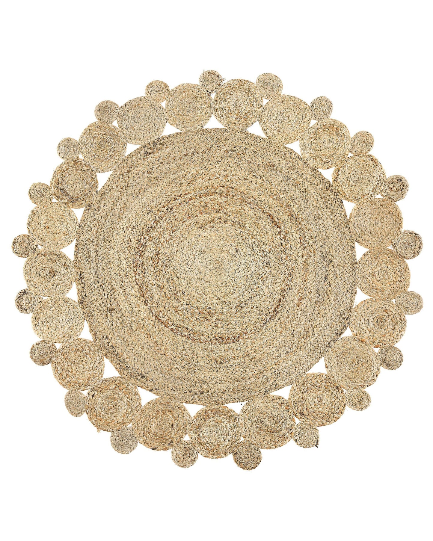 Reversible Jute Round Area Rug Beige 120cm Boho Home Decor Natural Fiber Brightens Living Rooms
