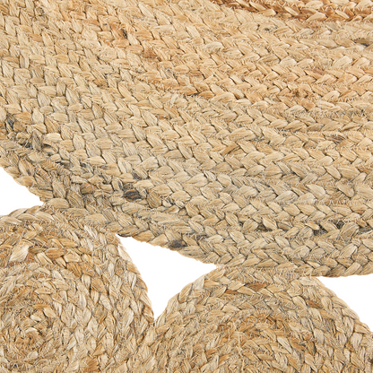 Reversible Jute Round Area Rug Beige 120cm Boho Home Decor Natural Fiber Brightens Living Rooms